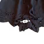 Brandy Melville  Black Floral‎ Laser Cut Eyelet High Rise Drawstring Shorts OS Photo 11