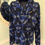 CHAPS  Women’s Sweatshirt Southwestern Diamond Shawl Neck Blue Black L Photo 0