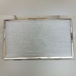 Gold Metallic Box Shaped Evening Bag, Detachable Silver Chain, Interior Pocket Photo 3