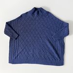 Mer Sea Sweater Lisbon Traveler Cable Knit Turtleneck Side Slit Tunic Blue OS Size undefined Photo 3