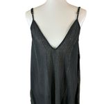 Elan  Black Gold Metallic Striped Maxi Slip Dress Spaghetti Strap XS Pockets Photo 1