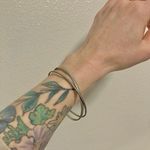 Vintage Set of Two Silver Tone Bangle “Danae” Skinny Simple Minimal Classy Photo 0