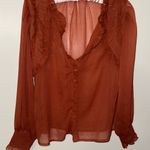 Free People Forever that girl Brown Ruffled Long Sleeve Blouse Photo 9