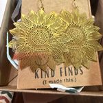 Handmade Sunflower Earrings Gold Cutout Boho Festival Statement Jewelry Photo 3