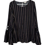 ODDY Women‎ Size Medium Crocheted Bell Sleeve Blouse Boho Hippie Peasant Rayon Photo 0