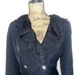 Elie Tahari Sz M Medium  Black Trench coat With‎ Rhinestone Button Detail Photo 14