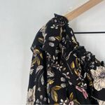 Guess  Dark‎ Floral Long Sleeve Pixxi Off The Shoulder Ruffle Tie Front Crop Top Photo 1