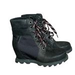 Sorel Joan of Arctic Wedge III Lexie Bootie Women 9 Black Jet Leather Waterproof Photo 2