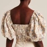 Abercrombie & Fitch  Floral Puff Sleeve Poplin O Ring Smocked Crop Top Small Photo 1