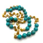 Blue and orange tan long beaded necklace Photo 1