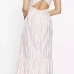 Ann Taylor NEW Victoria Ruffle Midi Dress Size 8 Cutout Back Shimmer Stripe Photo 4