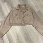 POL Women's Cropped Corduroy Beige Lightweight Relaxed Jacket Tan Size L Photo 1