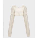 SIMONETT Cream Ribbed Knit Sleeve Sweater Shrug Bolero One Size Size undefined Photo 1