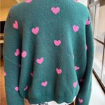 SheIn Dark Green Sweater with Pink Heart Accents Photo 4