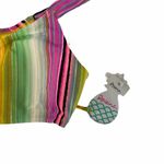 Raisin's  Bikini Top Swim Stripe Multi Color Off Shoulder Lace Up Beach NWT Small Photo 4