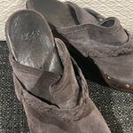 UGG  Kaylee Grey Suede Mule Slip On Wooden Clogs Stud Heels Women’s Size 8 Photo 2