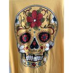 Hasta Siempre Sugar Skull Graphic Tee Yellow Medium Photo 2