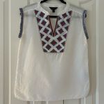 J.Crew - Embroidered Cap-Sleeve Linen/Cotton Blend Top - Size 2 Photo 0