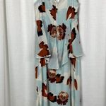 Anthropologie Postmark Blue&Brown Floral Silk Pamela Maxi Dress Sz.8P Photo 8