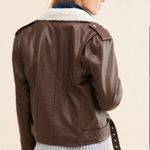 Pistola Blaine Sherpa Collar Moto Jacket Brown Vegan Leather Size Small Photo 2