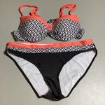 NWOT Coralish Pink, Black, and White Printed Bikini Top and Bottoms Size XL Multiple Photo 0