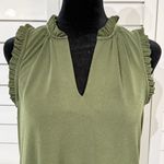 Michael Kors  Olive Green Ruffle Trim Sleeveless Dress Size M Photo 3