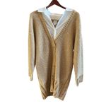 Maeve  Tan Sequin Knit Cardigan Sweater Button Front Long Sleeve Size L new Photo 12