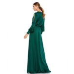 Mac Duggal Deep Emerald Green Split Bishop Sleeve Slit V-Neck Maxi Dress NWT 2 Photo 2