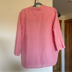 Liz Claiborne  100% Linen Pink Coral 3/4 Sleeve Top Large Photo 3