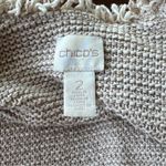 Chico's Beige Textured Fringe Open-Front Knit Cardigan Size 2 / 12 Photo 9