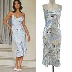 Selfie Leslie  Here Comes the Sun Show Me Love Midi Dress Lily Print Blue Size XS Photo 1