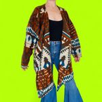 Vintage Sunbelt Sportswear Brown Teal Blue Tribal Wool Wrap Jacket Photo 6