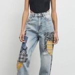 BDG High Rise Baggy Light Wash Jeans Patchwork Boho Festival High Rise Womens 28 Photo 0