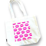 Bloomingdales New  Pink Lips Canvas Tote Bag Photo 0