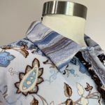 Bisou Bisou Y2K Paisley Blue Mixed Media Ruffled Hippie Vintage Button Down Blouse Sz L Photo 5