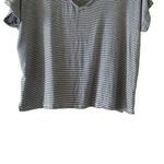 ZARA  TRF Stripes Blue White V-Neck Short Sleeves Women’s Blouse SZ S #1703 Photo 4