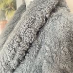 Pottery Barn  Plush Fleece Cable Knit Tie Belt Midi Long Robe in Grey Size Medium Photo 6