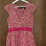 Allison Brittney floral pink beige Barbiecore high waist cotton dress, size M Photo 2