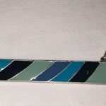 Chico's  Blue Striped Bar Necklace Silver Tone Photo 1