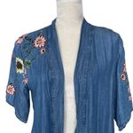 Style & Co . Chambray Embroidered Kimono Cardigan Duster Women’s Size S Floral Photo 3
