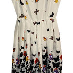 Women's Multicolor Butterfly Cocktail Sleeveless‎ Midi Tea Cottage Summer Dress Size M Photo 0