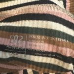 ALBION FIT Albion Mock Neck Ribbed Striped Short Sleeve Top XS Photo 3