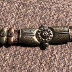 Cache  Dark Leather Bronze embroidery Multi Color METAL HARDWARE 1 1/4" Wide Belt Photo 7