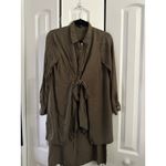 English Factory XS Olive Green Tie Front Long Sleeve Shirt Dress Casual Photo 1