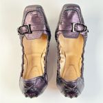 Tod's Leather Travel Ballet Flat With Roller Buckle Strap Size 7 Purple Photo 4