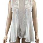 Free People Free‎ People Hi Lo Mesh Crochet Top Size Medium Ivory Eyelet Lace Trim Photo 0