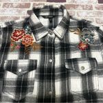 Driftwood  Black and White Plaid Shirt with Floral Embroidery XS Photo 2