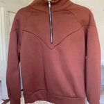 None Rust Brown 1/4 Zip Pullover Buttery Soft Cozy Lounge Travel Preppy Streetwear L Photo 0