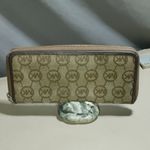 Michael Kors Jet Set Large Zip-Around Wallet Monogram Brown & Tan Canvas Leather Photo 1