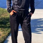 Black Velour Joggers/ Pullover Sweater Bundle Size M Photo 2